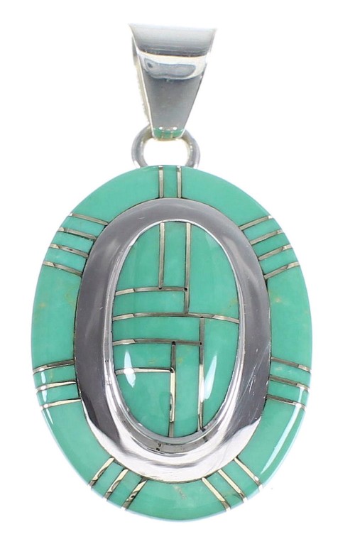 Authentic Sterling Silver And Turquoise Southwest Pendant Jewelry VX54736