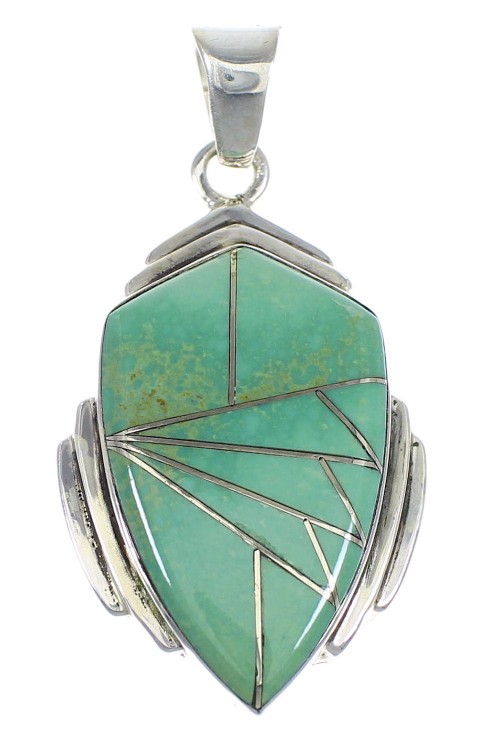 Southwest Sterling Silver And Turquoise Inlay Pendant VX54742
