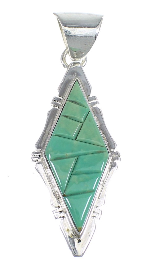 Southwest Turquoise And Authentic Sterling Silver Pendant Jewelry VX54794