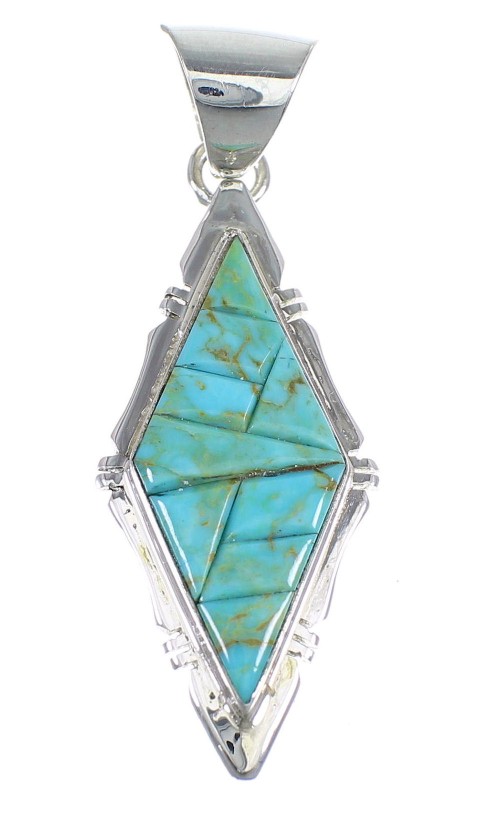 Southwestern Turquoise And Genuine Sterling Silver Pendant Jewelry VX54810