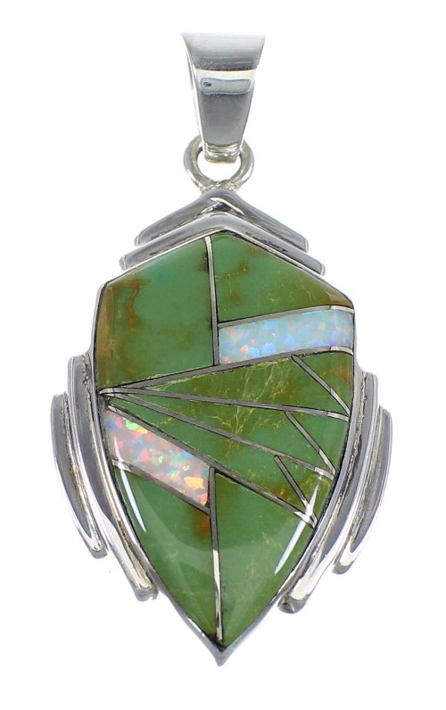 Southwestern Turquoise And Opal Sterling Silver Pendant Jewelry VX54840