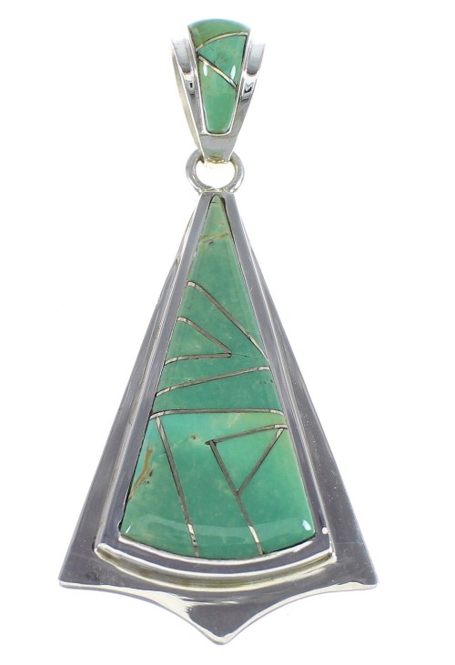 Turquoise Inlay And Authentic Sterling Silver Pendant Jewelry VX55398
