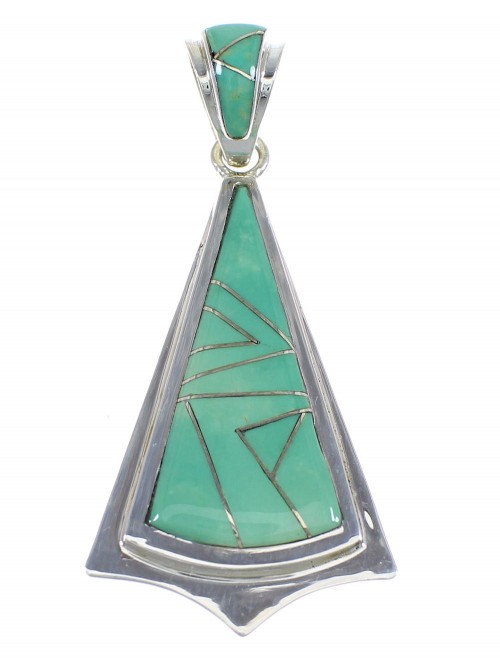 Genuine Sterling Silver And Turquoise Southwest Pendant Jewelry VX55404