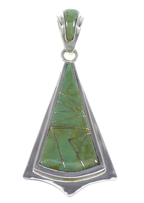 Turquoise And Genuine Sterling Silver Southwest Pendant Jewelry VX55407