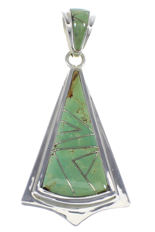 Turquoise Inlay And Sterling Silver Southwest Pendant Jewelry VX55409