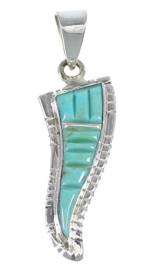 Turquoise Inlay And Genuine Sterling Silver Slide Pendant VX55452