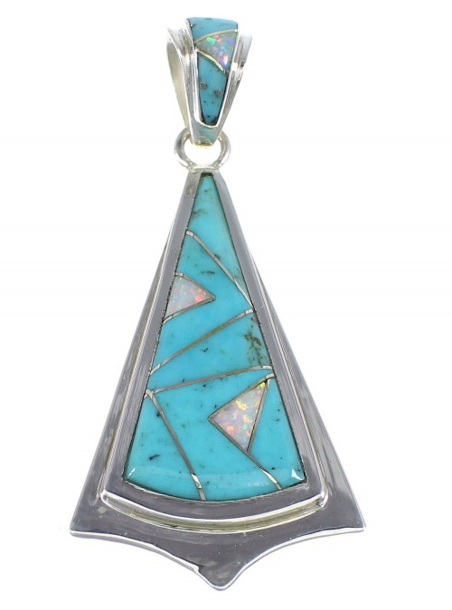 Sterling Silver Turquoise And Opal Pendant VX55560