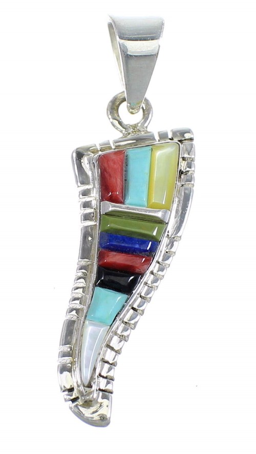 Southwestern Multicolor Inlay And Sterling Silver Pendant VX55611