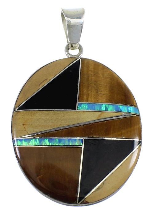 Southwest Multicolor Inlay And Sterling Silver Pendant VX55623