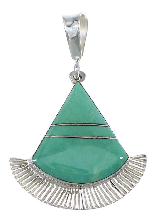 Sterling Silver And Turquoise Inlay Pendant Jewelry VX55676