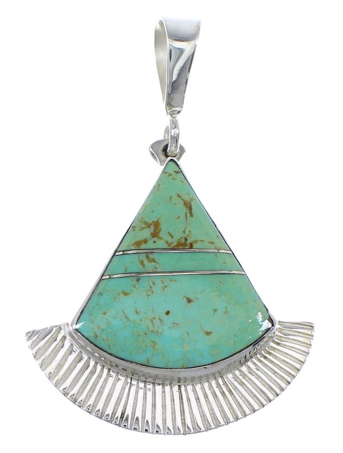 Southwest Sterling Silver and Turquoise Inlay Pendant Jewelry VX55677