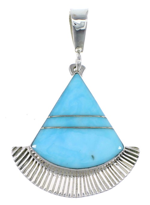 Turquoise Inlay And Authentic Sterling Silver Pendant Jewelry VX55686