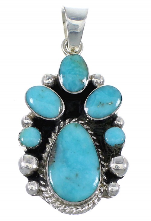 Turquoise And Authentic Sterling Silver Southwest Pendant Jewelry VX55737