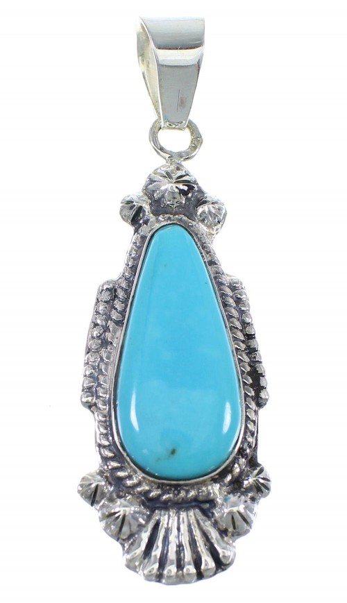 Silver And Turquoise Southwestern Slide Pendant VX55768