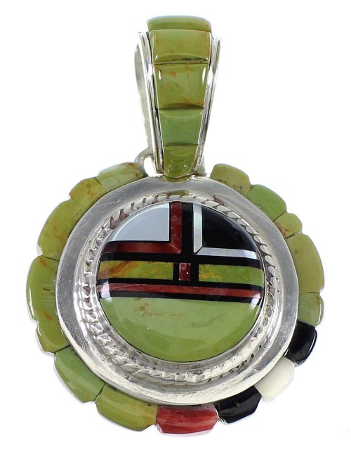 Southwest Silver Multicolor Slide Pendant Jewelry VX55785