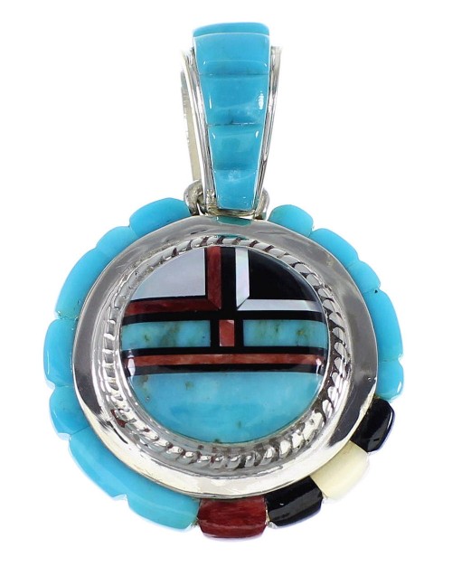 Southwest Sterling Silver Multicolor Slide Pendant VX55790