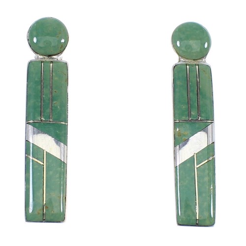 Southwestern Sterling Silver Turquoise Inlay Post Earrings RX56045