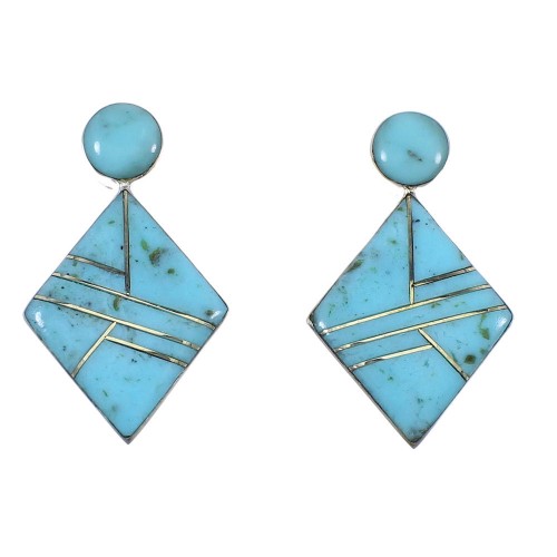 Sterling Silver And Turquoise Inlay Post Earrings RX56081