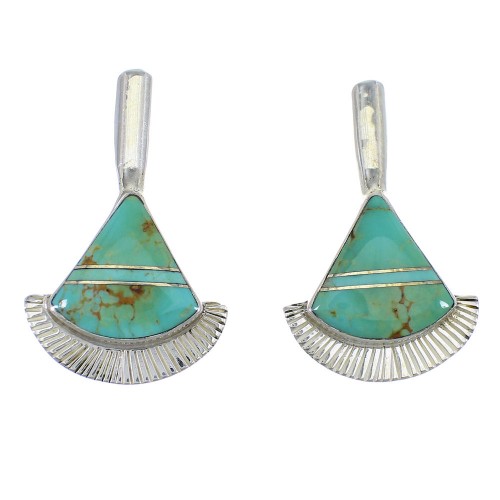 Turquoise Inlay Silver Post Earrings RX56102