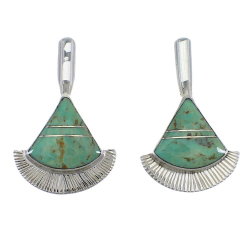 Turquoise Inlay And Sterling Silver Post Earrings RX56104