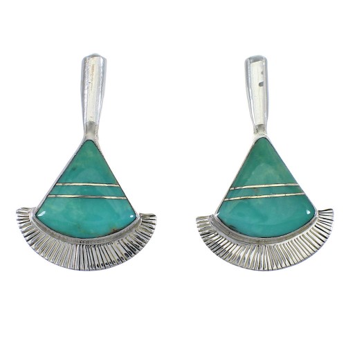 Southwest Turquoise Inlay Sterling Silver Post Earrings RX56106