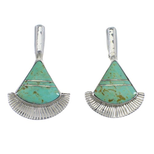 Genuine Sterling Silver Southwest Turquoise Inlay Post Earrings RX56109