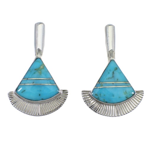 Authentic Sterling Silver Southwest Turquoise Inlay Post Earrings RX56111