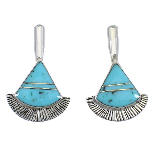 Sterling Silver Turquoise Inlay Post Earrings RX56112