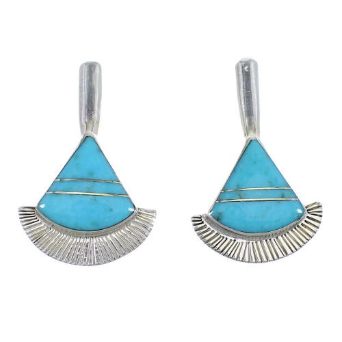 Turquoise Inlay Sterling Silver Post Earrings RX56114