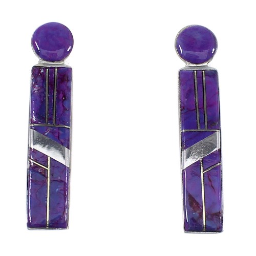 Sterling Silver And Magenta Turquoise Inlay Post Earrings RX56115