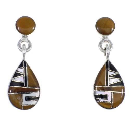 Multicolor Sterling Silver Tear Drop Post Dangle Earrings RX55874