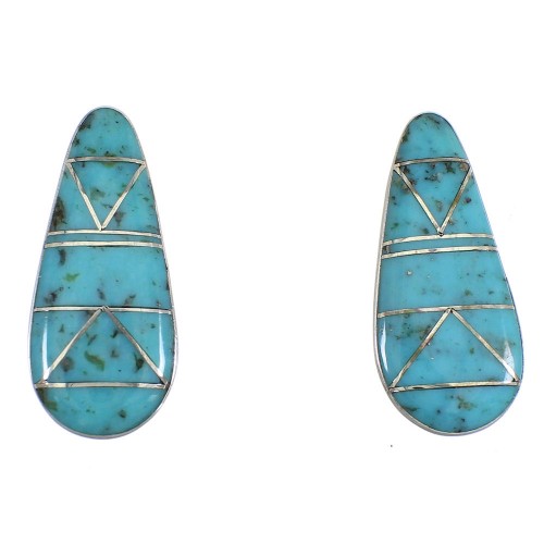 Southwest Turquoise And Genuine Sterling Silver Post Earrings VX55952