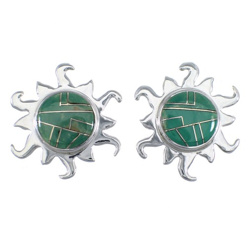 Southwest Turquoise And Genuine Sterling Silver Sun Post Earrings VX55953