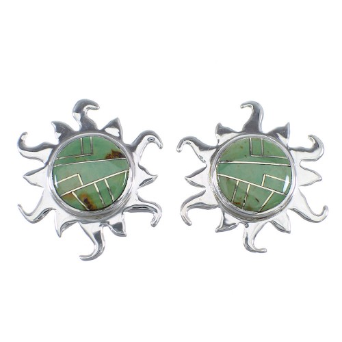 Turquoise And Genuine Sterling Silver Sun Post Earrings VX55955