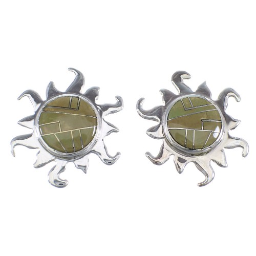 Turquoise Inlay And Sterling Silver Sun Post Earrings VX55961