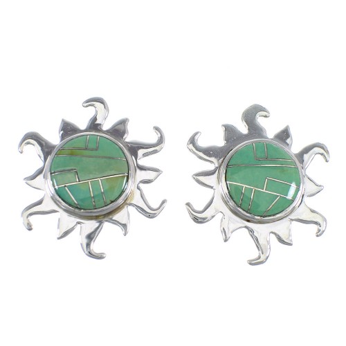 Sterling Silver And Turquoise Sun Post Earrings VX55969