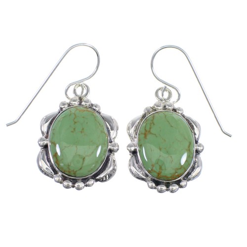Southwest Turquoise And Sterling Silver Hook Dangle Earrings RX56631