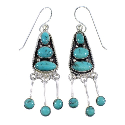 Turquoise And Sterling Silver Hook Dangle Earrings RX56646