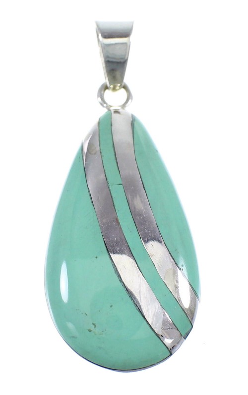 Sterling Silver Turquoise Southwest Tear Drop Pendant WX58502