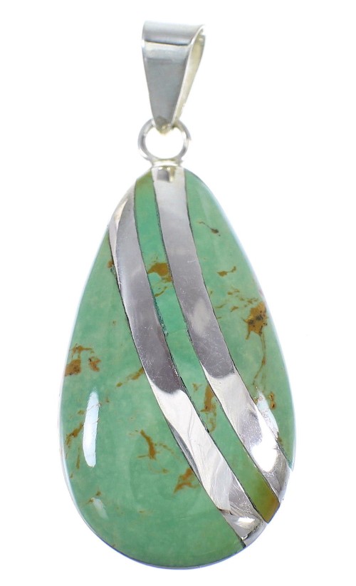 Southwestern Turquoise Sterling Silver Tear Drop Pendant WX58509