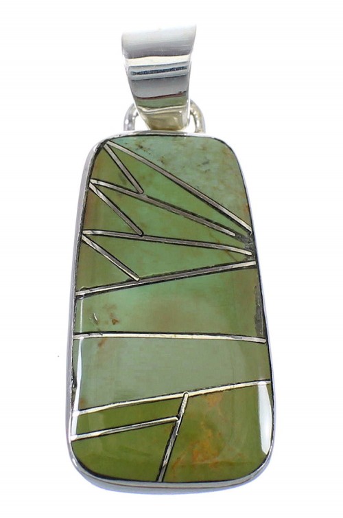 Southwestern Genuine Sterling Silver And Turquoise Inlay Pendant WX58511