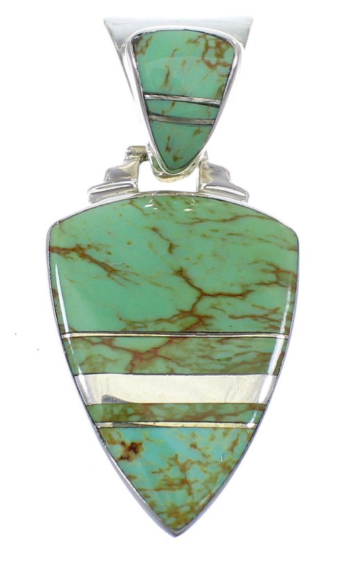 Southwestern Genuine Sterling Silver And Turquoise Inlay Pendant WX58531