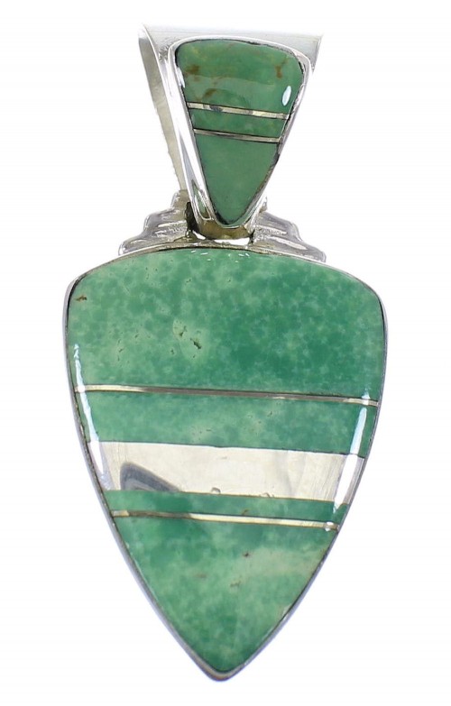 Southwest Sterling Silver And Turquoise Inlay Pendant WX58535
