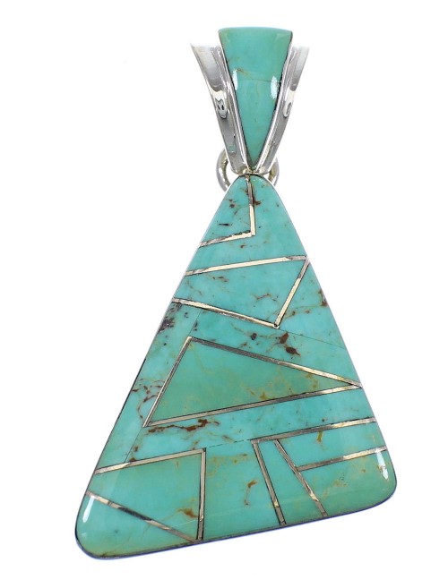 Southwest Turquoise Inlay Silver Pendant Jewelry WX58615