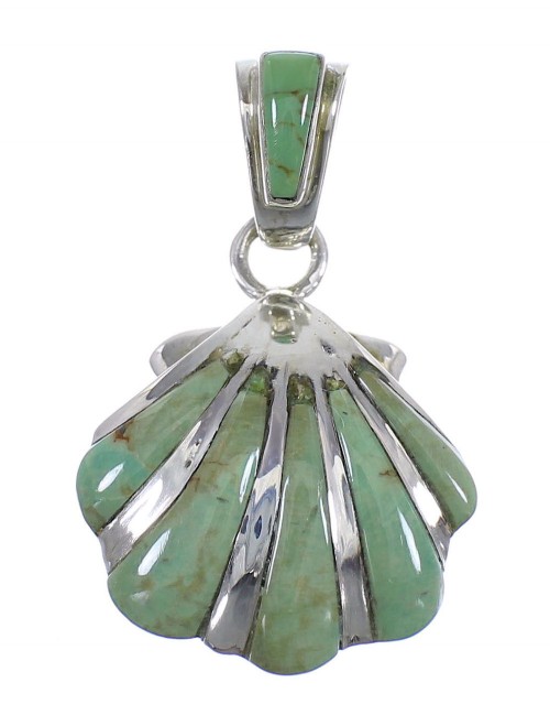 Turquoise Seashell Sterling Silver Southwest Pendant WX58645