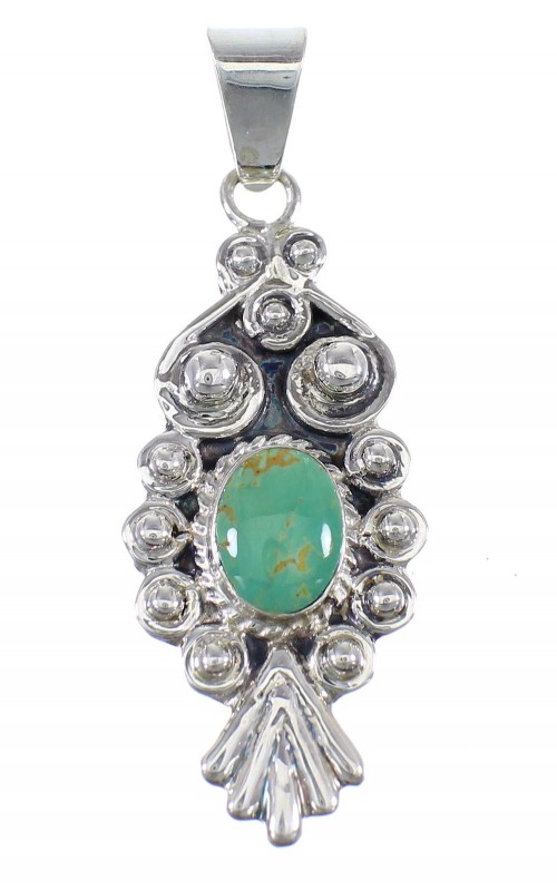 Turquoise And Genuine Sterling Silver Southwest Pendant WX58667