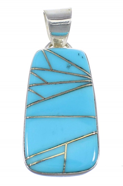 Turquoise Inlay Sterling Silver Slide Pendant EX56440