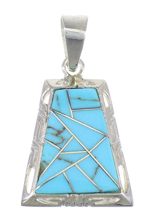 Turquoise Inlay Authentic Sterling Silver Pendant EX56456
