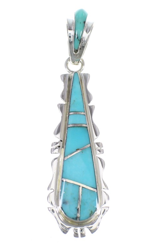 Southwest Sterling Silver Turquoise Inlay Pendant EX56460