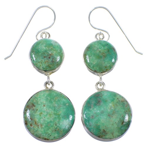 Southwest Sterling Silver Turquoise Hook Dangle Earrings RX56726